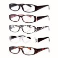 thumbnail image 1 of Gafas de lectura for mujer, 5 uds., marco rectangular estrecho y delicado, lectores de computadora con luz azul con bisagra de resorte, conjunto de valor, 1 of 4