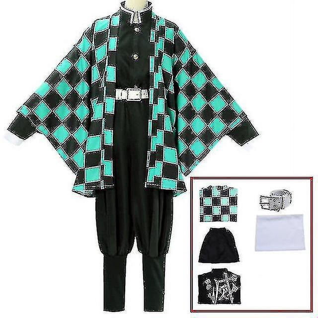 Demon Slayer Kimetsu No Yaiba Tanjirou Kamado Cosplay disfraz Kimono Navidad uniforme de Anime conjunto para niños adultos