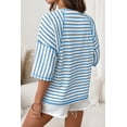 thumbnail image 4 of Womens Summer Tops Striped Color Block Short Sleeve T Shirts Oversized Casual Crewneck Tee Blue S, 4 of 4
