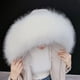 thumbnail image 5 of Chaqueta de plumón con cuello de piel sintética de zorro y piel sintética de mapache, sombrero, tira de piel sintética, abrigo de piel sintética, cuello de piel para mujer, invierno, 5 of 6