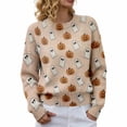 thumbnail image 5 of Halloween Sweaters for Women Fashion Graphic Print Long Sleeve Knit Pullover Tops Everyday Casual Look, 5 of 6
