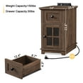 thumbnail image 6 of FAGAGA Nightstands with Drawer for Bedroom, Wood End Table with Charging Station for Living Room, Retro Bedside Table with Storage Holder | Walnut, 6 of 8