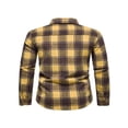 thumbnail image 4 of JUNWELL Christmas Mens Flannel Plaid Shirt Thick Warm Winter Fleece Tops Shirt Blouse Black White S, 4 of 8