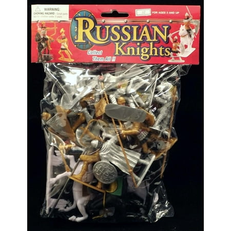 Russian Knights Bagged Playset - 16 Figure with Weapons & 4 Horses 1/32