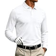thumbnail image 5 of Qwertyu Men's Long Sleeve Polo Shirts Quick Dry Classic Soft Casual Collared Work Fishing Golf Shirt White XL, 5 of 8