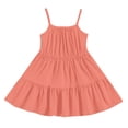 thumbnail image 5 of EnJoCho Girls Suspender Skirt Solid Color Beach Dress Breathable Cotton Jumper Dress with Pockets Cute Casual Sundres𝗌 for Birthday Par𝗍y Age 4-12, 5 of 6