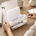 thumbnail image 3 of Double Layer Pencil Box, Large Capacity Plastic Hard Crayon Box, Durable Plastic Clear Marker Organizer with Snap Lid, Stackable Storage Boxes (White, 8''X5''X2''), 3 of 7