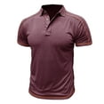 thumbnail image 2 of WREESH Men's Casual Fashion Henley Shirts Short Sleeve Shirt with Turn-Down Collar and Button Detail a Solid Color Pullover Top for Stylish Comfort Red, 2 of 5