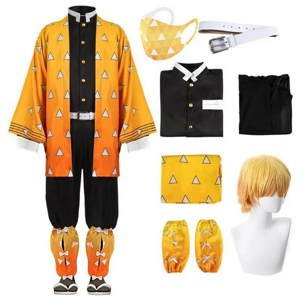 Anime Demon Slayer Kimetsu No Yaiba Agatsuma Zenitsu Cosplay disfraz peluca mujer Kimono uniforme Halloween Navidad Fiesta ropa