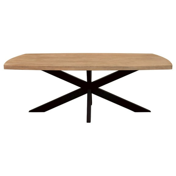Moti Logan Dining Table in Natural Finish with Iron Legs