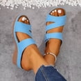 thumbnail image 5 of Modisza Orthopedic Slides Sandals for Women Open Toe Wedge Heeled Shoes Platform Arch Support Slip on Summer Slippers size 8.5 Blue, 5 of 7