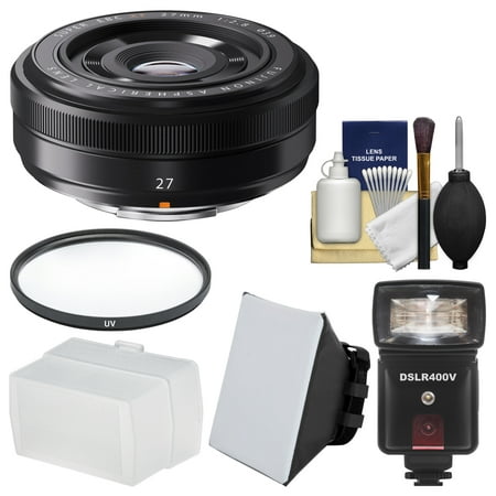 Fujifilm 27mm f/2.8 XF Lens with Flash + Diffuser + Soft Box + Filter + Kit for X-A2, X-E2, X-E2s, X-M1, X-T1, X-T10, X-Pro2