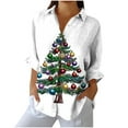 thumbnail image 2 of Maplenight Womens Fall Tops Business Casual Beach Long Sleeve Going Out Tops Button Down Graphic Print Blouses Fall Fashion Outfits, 2 of 5
