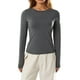 thumbnail image 3 of Mujer Slim Fit Básico Crop Top Sólido Manga Larga Cuello Redondo Crop Top Pullover Streetwear Nituyy Disponible en varios colores. Top de manga larga entallado de moda para mujer, 3 of 5