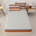 thumbnail image 4 of Homewish Orange Geometric Stripes Zipper Twin Comforter Sets with Fitted Sheet and 2 Pillowcases,Contemporary Artwork Zipper Bedding Set,Light Gray Reversible,4pcs, 4 of 8