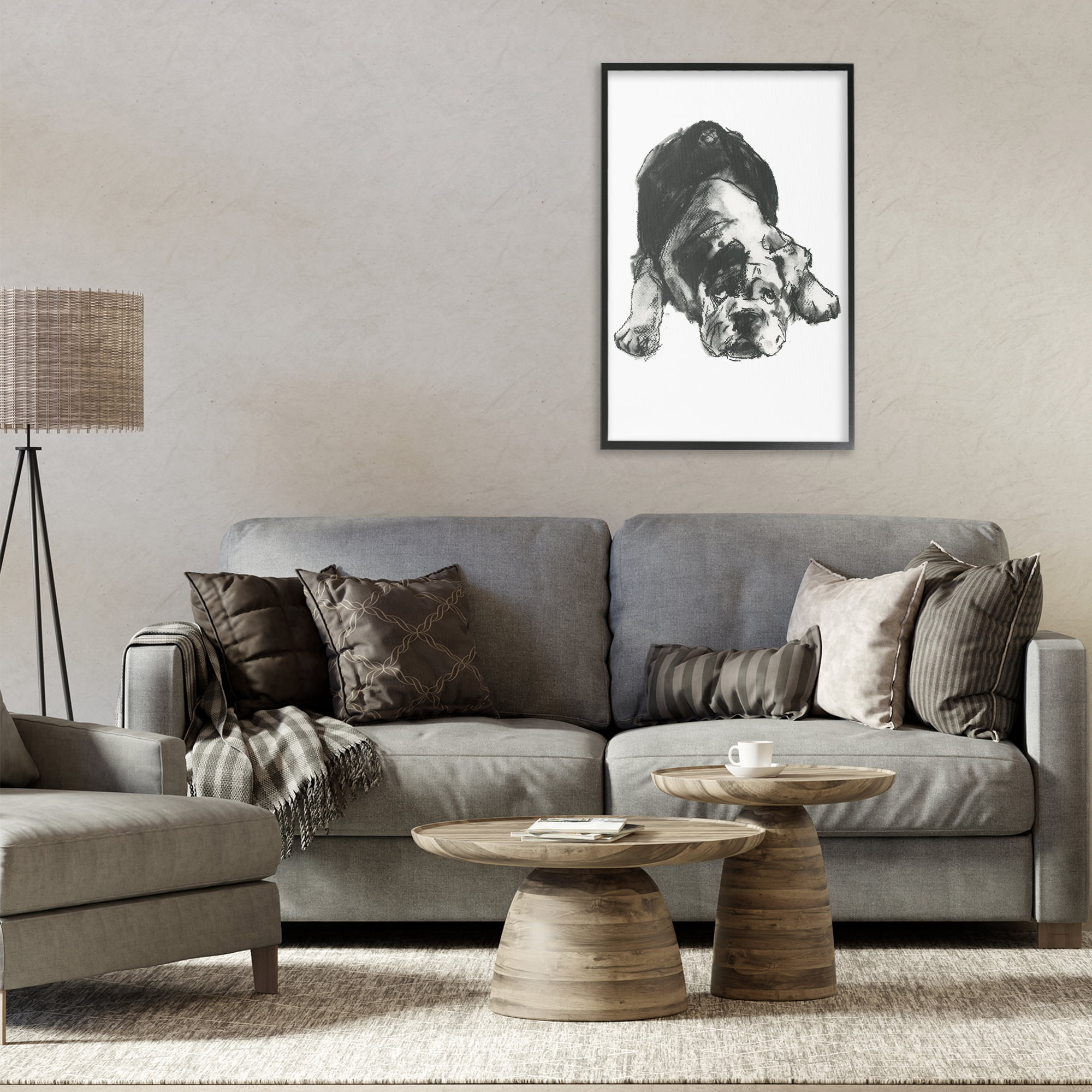 Stupell Industries Bulldog Drawing Portrait Animals & Insects Drawing Black Framed Art Print Wall Art, 20 x 30