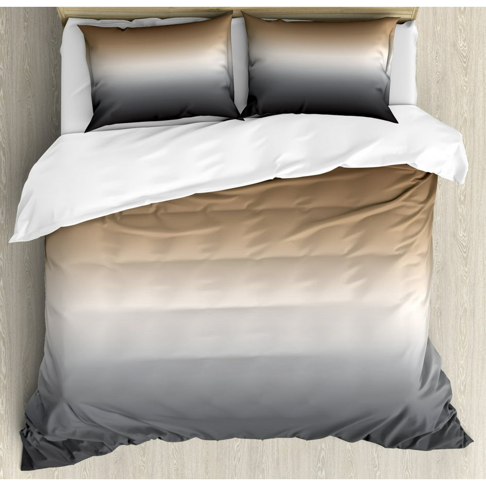 Ombre Duvet Cover Set, Brown and Grey Pattern with Ombre Effect ...