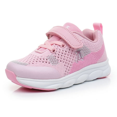 Image of Apakowa Toddler Kid s Sneakers Boys Girls Hook and Loop Casual Running Shoes (Color: Pink Size: 7 Toddler)