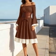 thumbnail image 4 of Women's Renaissance Peasant Dress Off Shoulder Ruffle Long Sleeve A-Line Midi Dress with Lace-up Corset Belt Medieval Vintage Halloween Costume Fair Festival Outfit, 4 of 8