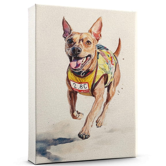 Xoloitzcuintli Dog Stretched Canvas Size 8x12 – Running Theme Dog Art for Wall, Xoloitzcuintli Dog Playing Running Wall Art, Dog Lover Canvas Decor