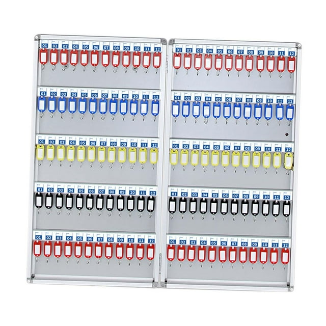 Caja de seguridad para llaves, armario de almacenamiento de llaves, montaje en pared con ganchos, multifuncional. 120 etiquetas clave