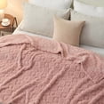 thumbnail image 5 of Super Soft Queen Blanket Pink Premium Silky Flannel Fleece 3D Heart Checkered Lightweight Bed Blanket All Season Use (Pink Heart, Queen(90"x90")), 5 of 6