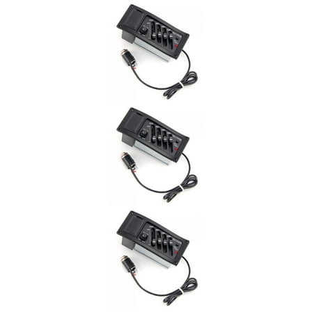 Masteelf 3pcs EQ-7545R 4 Bands Acoustic Guitar Piezo Pickup Preamp Amplifier Equalizer Tuner (Black)