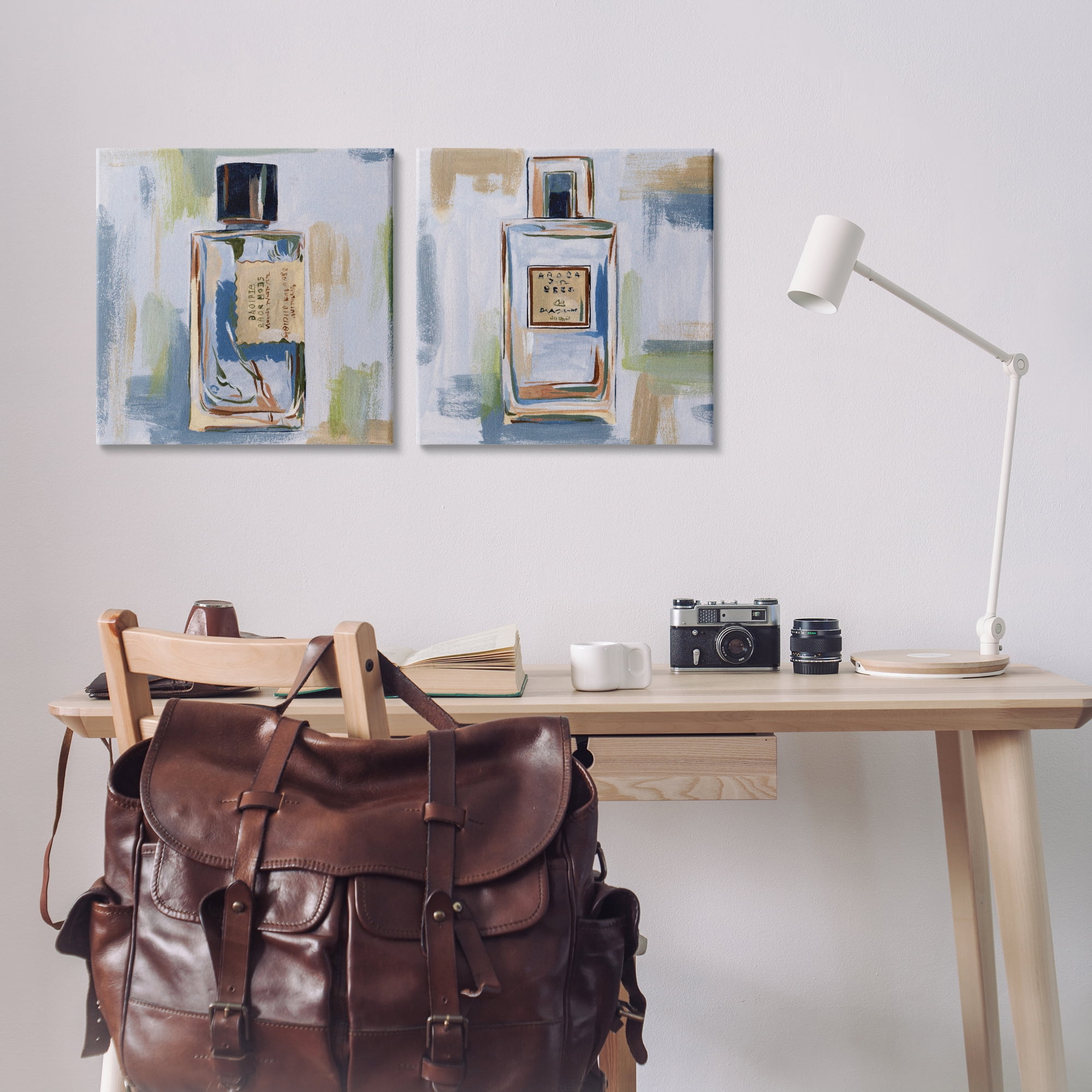 Stupell Industries Abstract Cologne Perfume Bottle Fashion Painting Wrapped Canvas Art Print Wall Art, 17 x 17, Set of 2