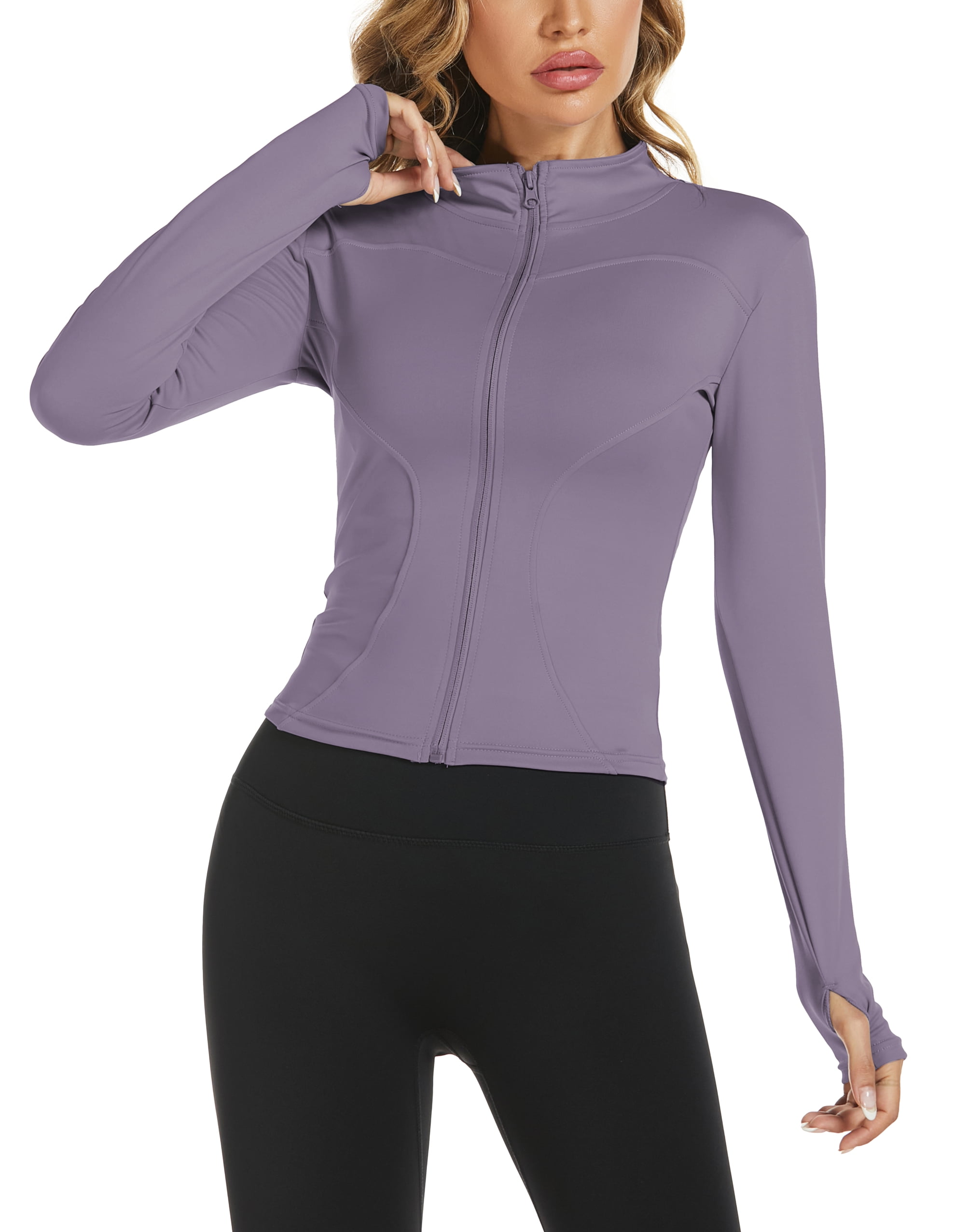 UANEO Workout Tops for Women Cropped Workout Jackets for Women Yoga Athletic Jacket