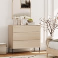 thumbnail image 5 of Modern Minimalist Wood Nightstand with 3 Drawers ,31.5" Large End Table,Reeded Design Bedside Table for Bedroom, Living Room,Entryway, 5 of 9