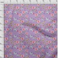 thumbnail image 3 of oneOone Polyester Lycra Pastel Purple Fabric Flower & Leaves Watercolor Quilting Print Sewing Fabric By The Yard 56 Inche Wide, 3 of 4