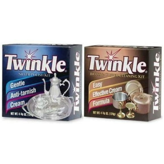 Twinkle Silver Polish Kit and Brass & Copper Cleaning Kit (Pack of 2)