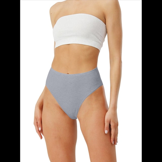 Braguitas de Algodón para Mujer, Talla Grande, con Medias Caderas, Cintura Alta, Color Liso, con Abertura Alta. Gris XL