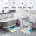 thumbnail image 6 of Abstract Beach Bathroom Rugs Set Teal Blue Beige Ombre Ocean Wave Coastal Sand Non Slip Absorbent Soft Bath Mats 3 Piece Set with Bathroom Rug, U-Shaped Floor Mat, Toilet Seat Cover Small Size, 6 of 9