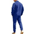 thumbnail image 4 of Men's Casual Sports Suede Business Button-down Jacket and Pants Suit, for Winter Formal Events and Professional Wear,Royal Blue,L, 4 of 4