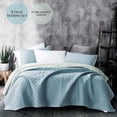 thumbnail image 4 of KASENTEX Coverlet 3-pc Mini Quilt Set - All-Season Lightweight Ultra Soft Bedding Stonewashed Blanket - Heat-pressed 2-Tone REVERSIBLE Color, KING + 2 King Shams, Aqua Green/Fairest Jade, 4 of 5