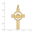 thumbnail image 3 of 14k Yellow Gold Claddagh Cross Pendant for Women, Celtic Irish Christian Necklace with Heart Crown Hands, Religious Faith Jewelry, Spiritual Heritage Symbol, 3 of 6