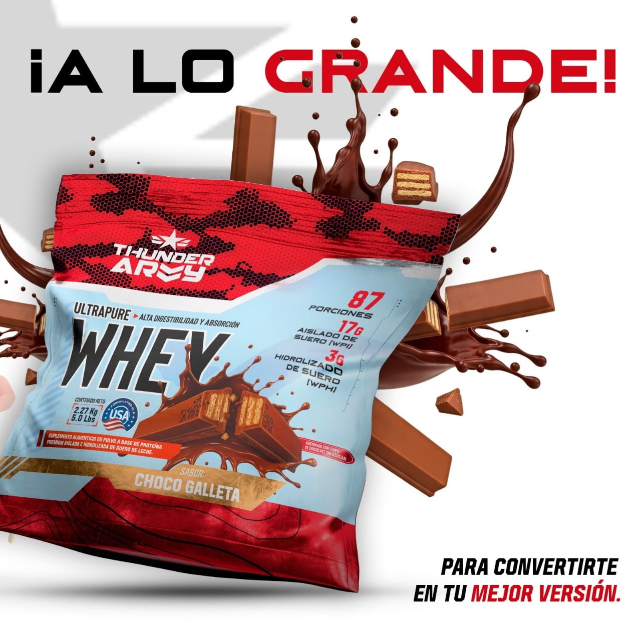 Proteina Whey Thunder Army 5 Lbs Hydrolizada Choco Galleta | Walmart en  línea