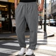 thumbnail image 2 of Men's Baggy Cargo Sweatpants Straight Wide Leg Open Bottom Drawstring Elastic Waist Cargo pants Workout Athletic Joggers Sweat Pants with pockets Dark Gray 3XL, 2 of 8
