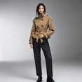 thumbnail image 2 of Womens Cropped Trench Coat Double Breasted Fall Belt Short Jacket High Collar Lightweight Outerwear, 2 of 5
