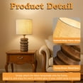 thumbnail image 4 of 15'' Japandi Solid Wood Base Table Lamp Modern Classic Nightstand Lamp with Beige Fabric Shade for Bedside Foyer Dining Room, 4 of 12