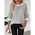 thumbnail image 6 of SHIBEVER Long Sleeve Shirts for Women Fall Tops Lightweight Clothing Trendy Winter Clothes Tunic Crew Neck Grey L, 6 of 9