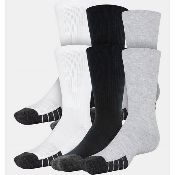 Under Armour UA Performance Tech Cushioned Crew Socks (6 Pairs) Multi Color Sz L (8.5-13 Men / 10-14 Wmn's)