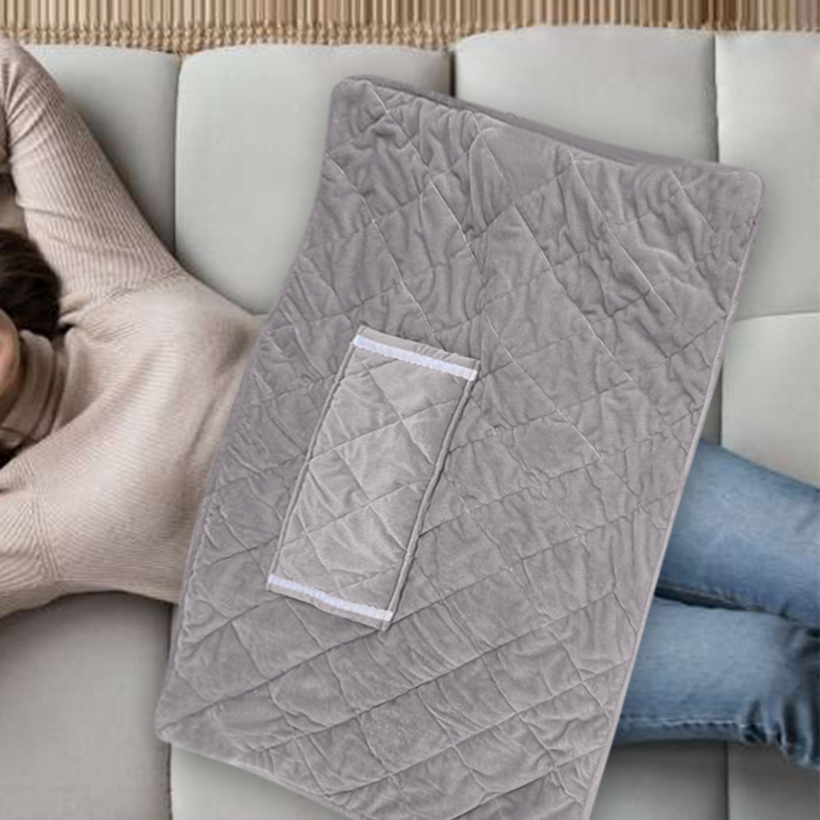 Gytml Heated Lap Blanket, Soft Warm Plush Car Heated Blanket With Pocket, Washable Usb Heating Blanket, Portable Electric Lap Blanket For Office Home Dorm Car Travel Grey-One Size