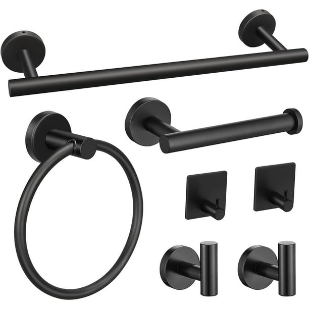 7 Piezas Accesorios para Baño,Juego de Accesorios de Baño,41cm Toallero para Baño+Portarrollos para Papel + Toallero Barra + 4 Gancho de Acero Inoxidable,Juego de Baño Accesorios,para Baño