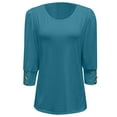 thumbnail image 5 of MIXUE Boho Tops For Women Summer Autumn Solid Color Round Neck Long Sleeve Loose Fit Casual Tee Shirts Sportswear,Green,M, 5 of 5