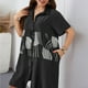 thumbnail image 5 of Fiudx Ofertas Del Día Blusa Larga Holgada con Cuello Vuelto y Manga Corta Informal de Verano de Gran Tamaño para Mujer, 5 of 6
