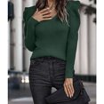 thumbnail image 3 of Suéter Otoño Invierno V cuello puro color puff manga larga moda Slim casual mujeres suéter para interior al aire libre, 3 of 6