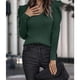 thumbnail image 3 of Suéter Otoño Invierno Cuello En V Color Puro Puff Manga Larga Moda Delgado Casual Mujer Suéter para Exterior Interior Verde Negruzco M, 3 of 6
