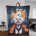 thumbnail image 3 of Happy Halloween Vampire Maltese BOO with Pumpkins Fun and Spooky Cozy Fleece Blanket Maltese Dog Lover Gifts Idea Warm Soft Throw Blanket - 00018, 3 of 5